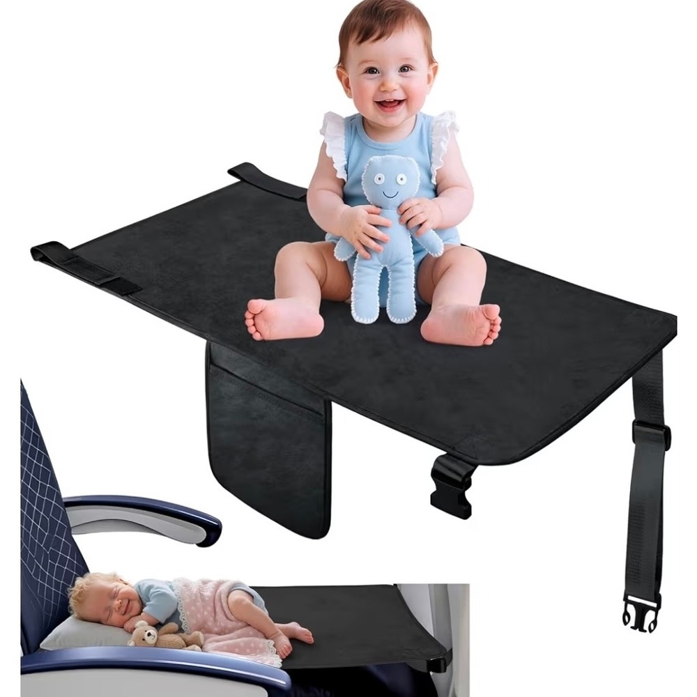 Airplane Toddler Bed Portable Travel Seat Extender Waterproof Black Adjustable